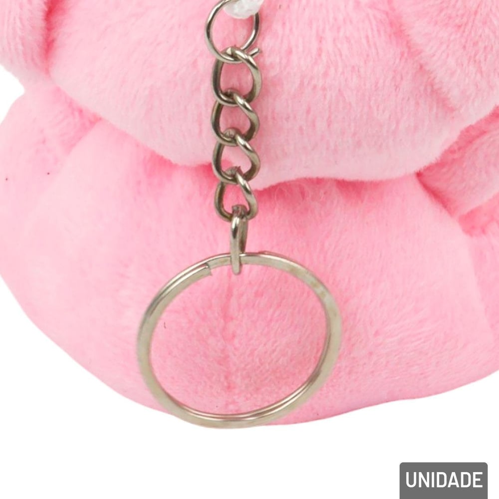 Chaveiro de Pelúcia 9cm Urso com Rosas