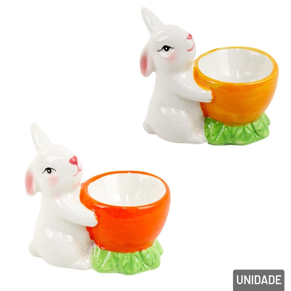 Enfeite Decorativo de Páscoa Coelho Porcelana 9cm