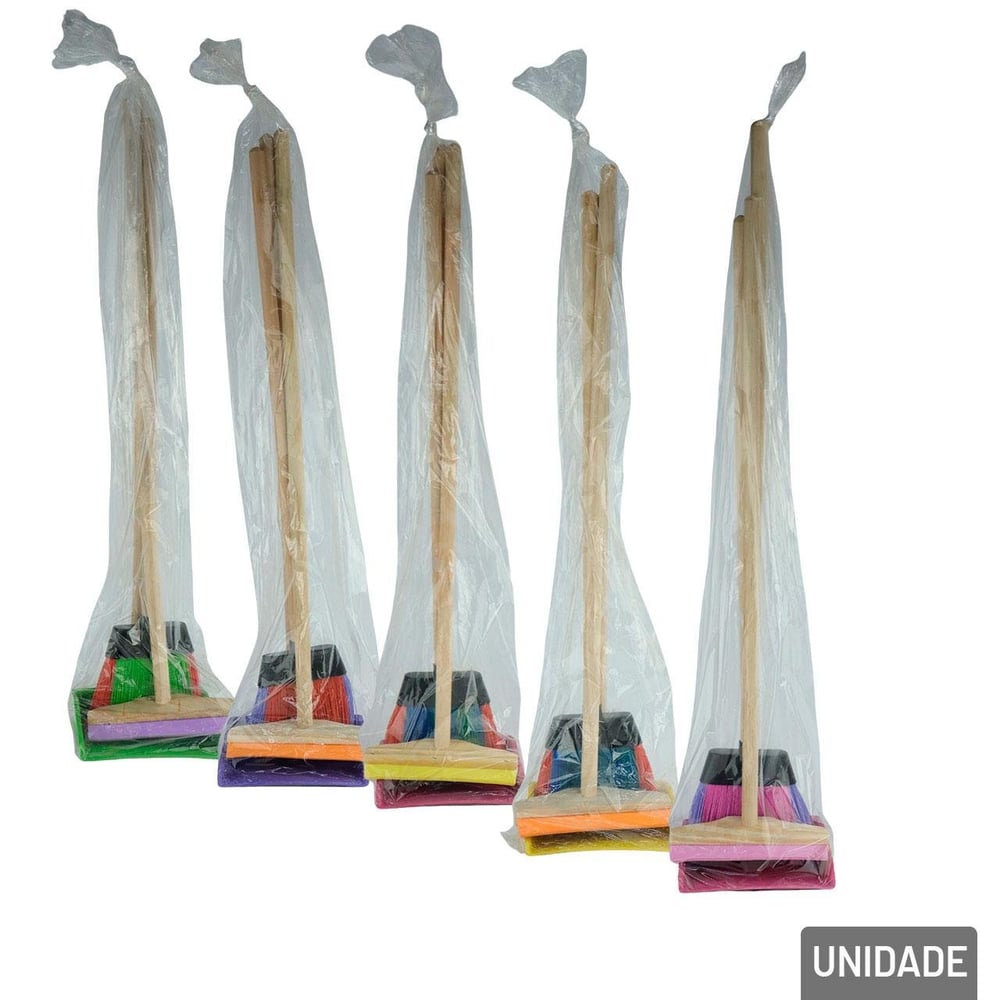 KIT Vassoura Rodo e Pá Infantil de Madeira 63cm