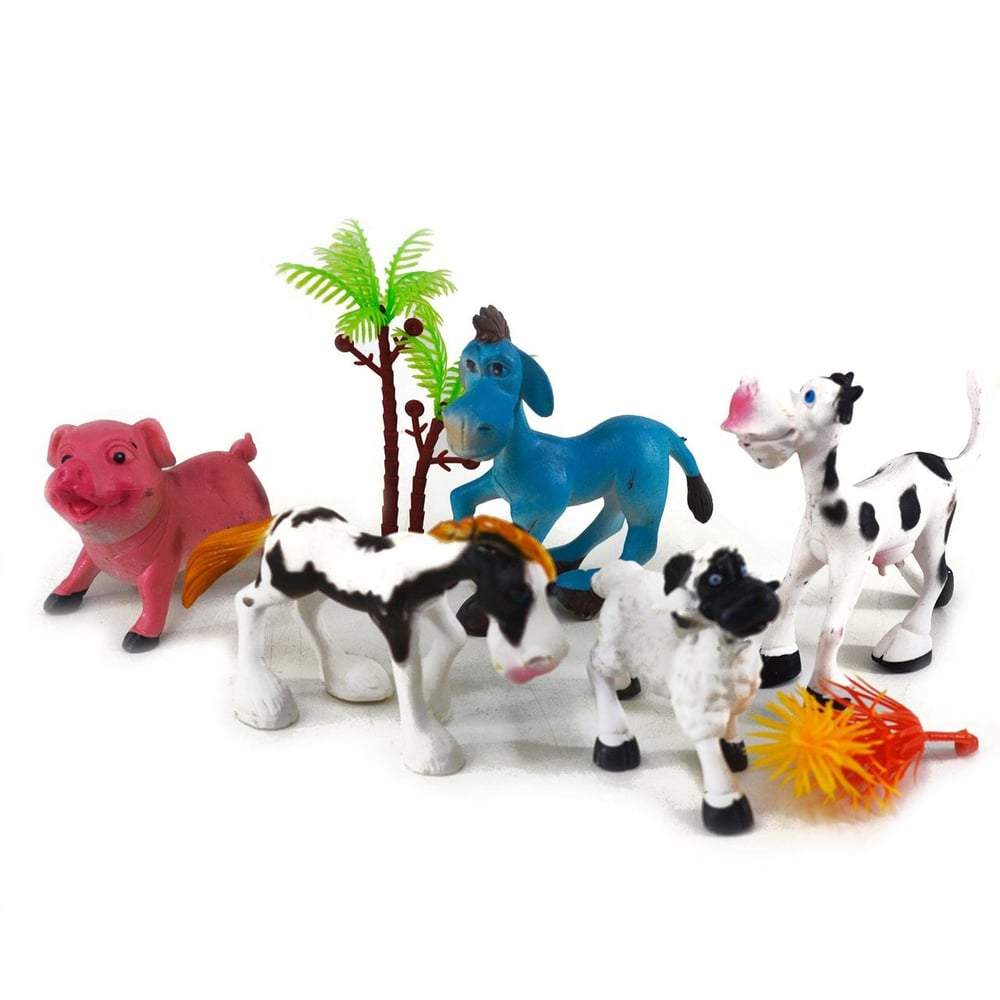 KIT Animais de Plástico 07 Peças Fazenda