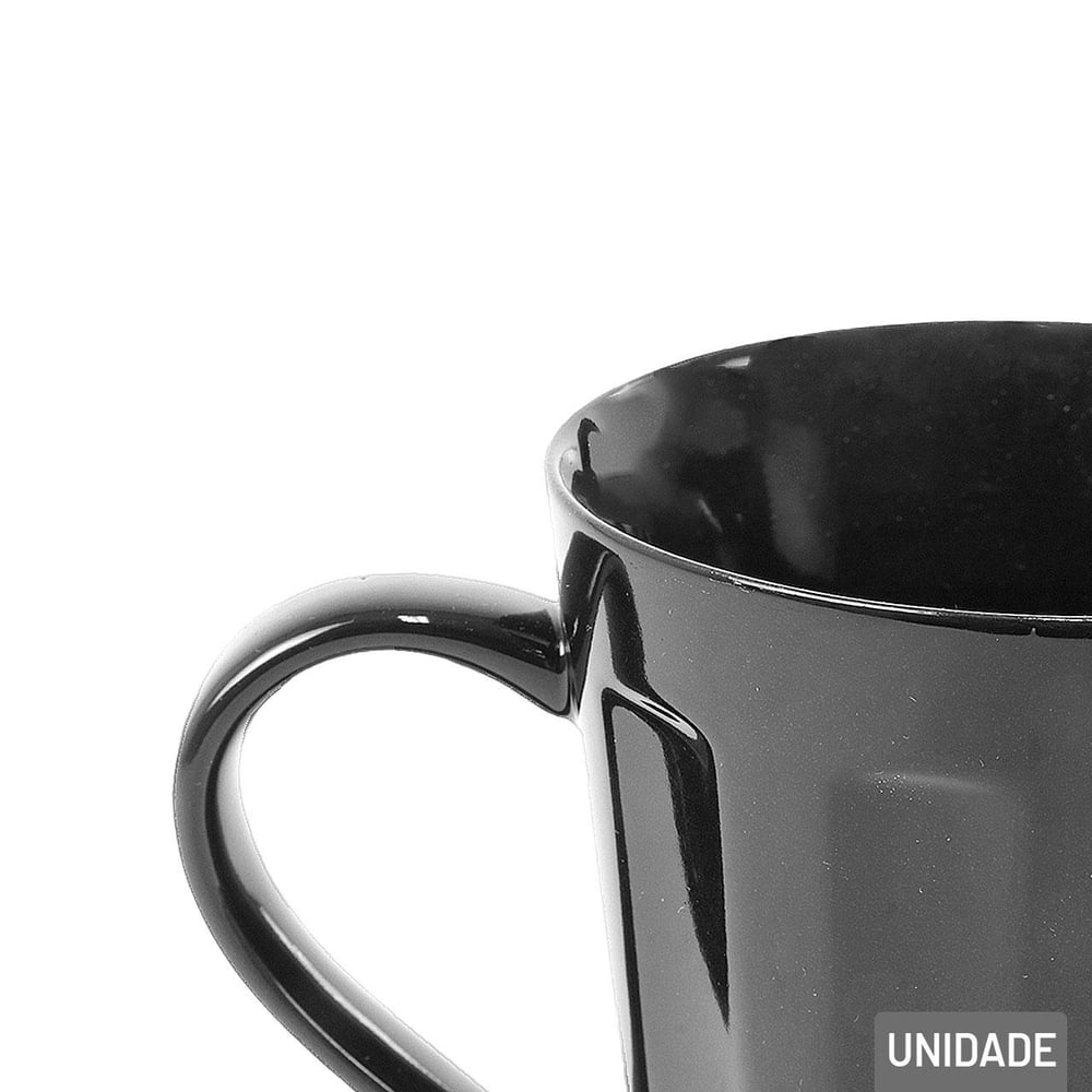 Caneca de Porcelana 250ml Preta Canelada