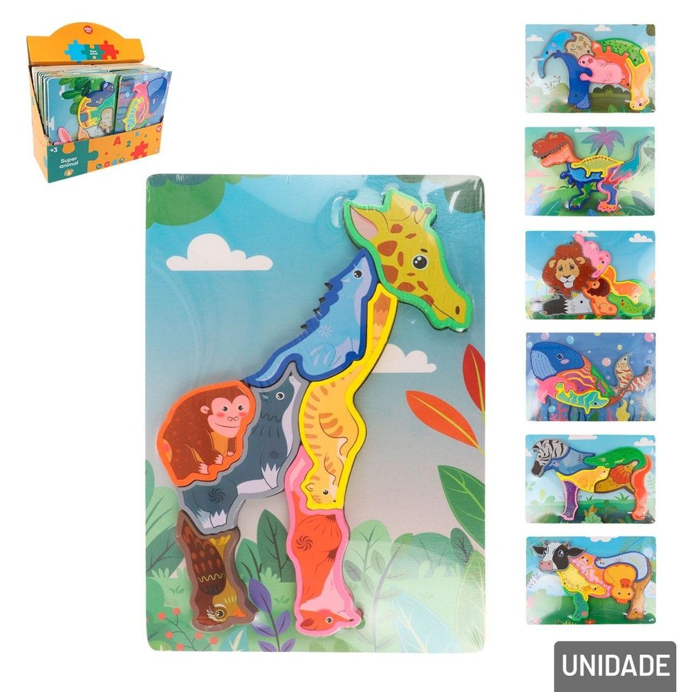 Quebra Cabeça de Madeira Animais Sortidos