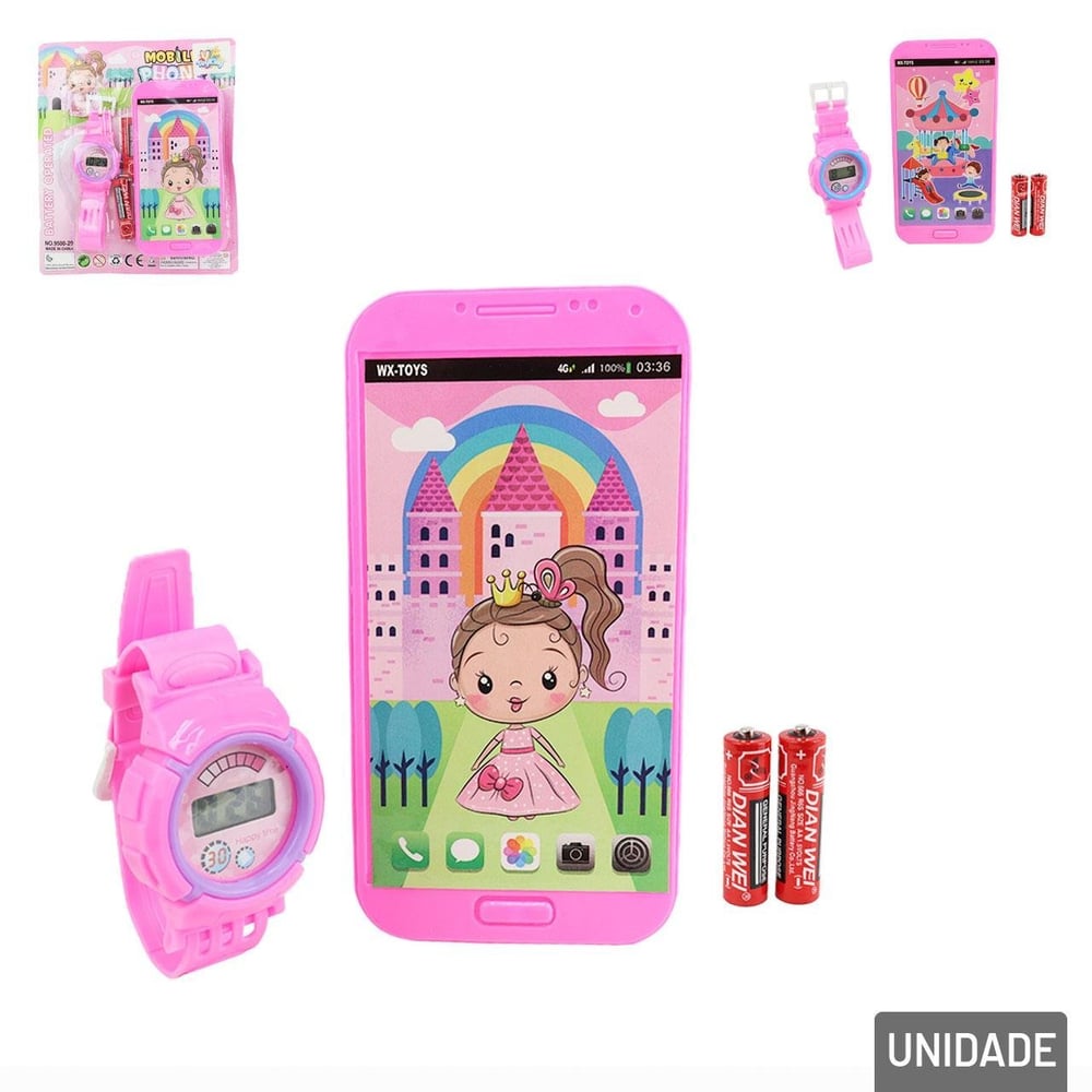 Celular Infantil com SOM e Relógio Retrô Color