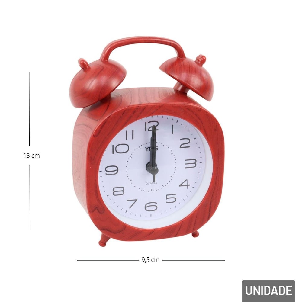 Relógio Analógico de Mesa 13cm com Despertador
