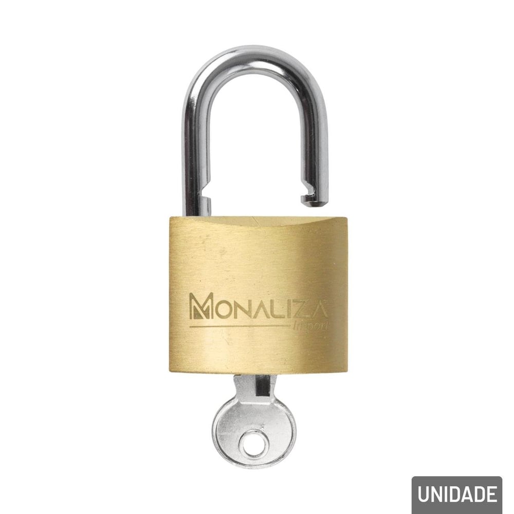 Cadeado 38mm com 3 Chaves Haste Curta Latão