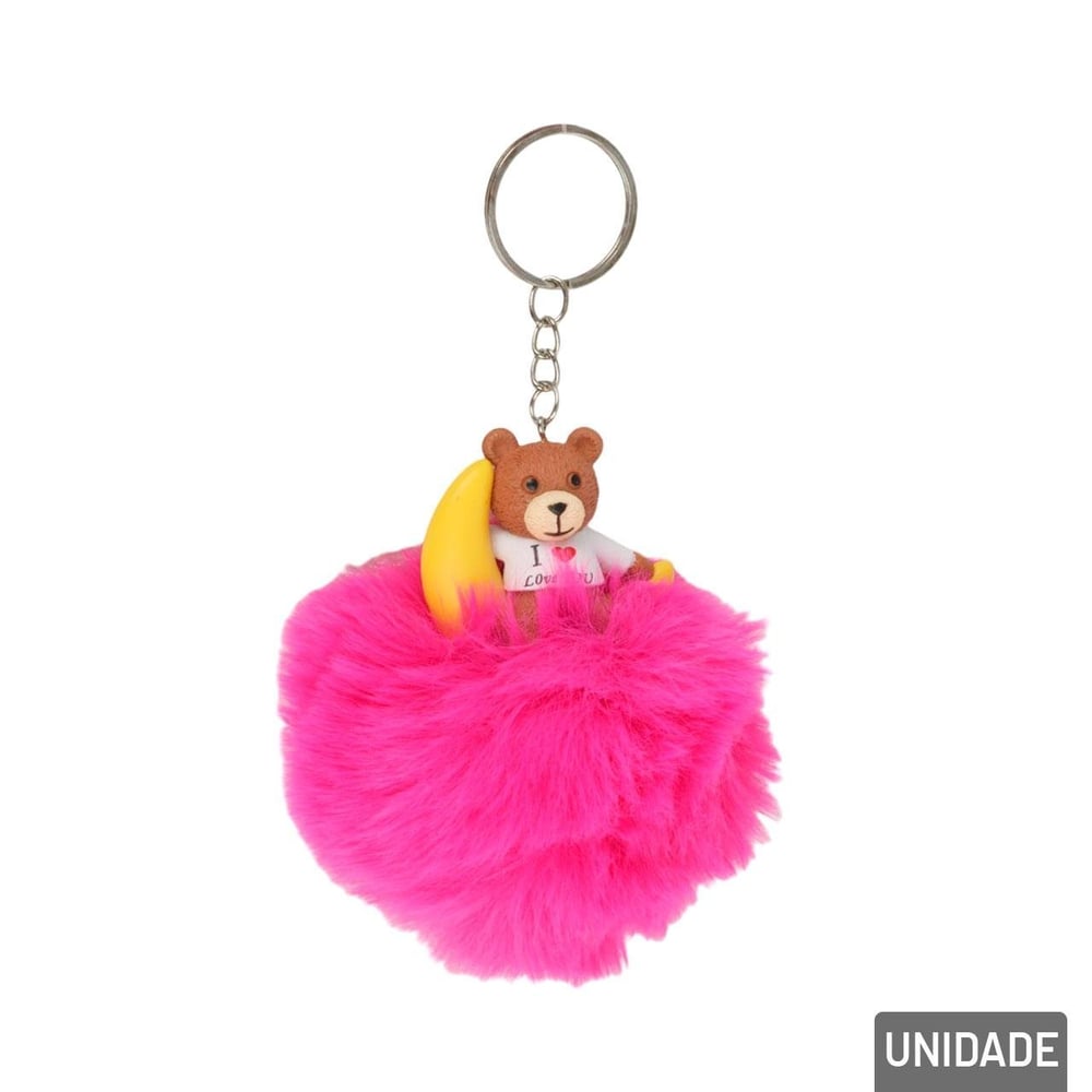 Chaveiro de Pelúcia 10cm Animais e Pompom Sortidos