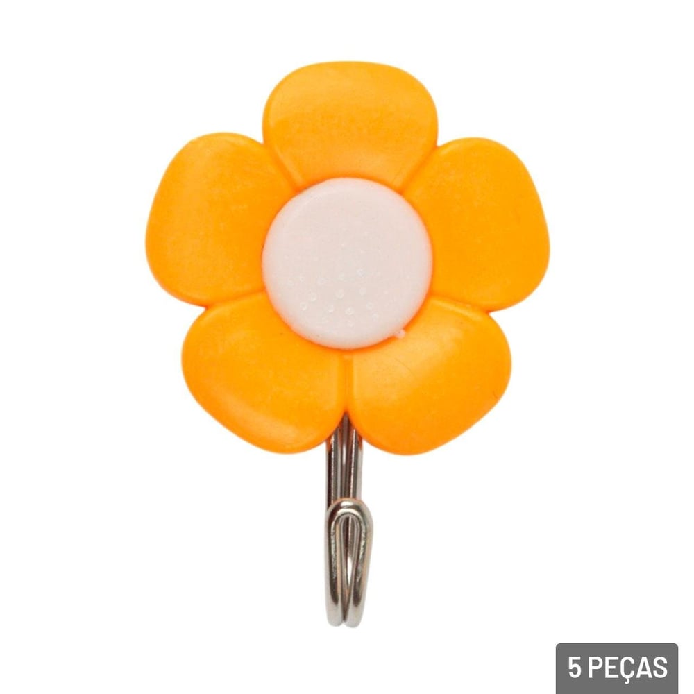 Gancho de Plástico 5 Pçs 5,5cm Adesivo Flores