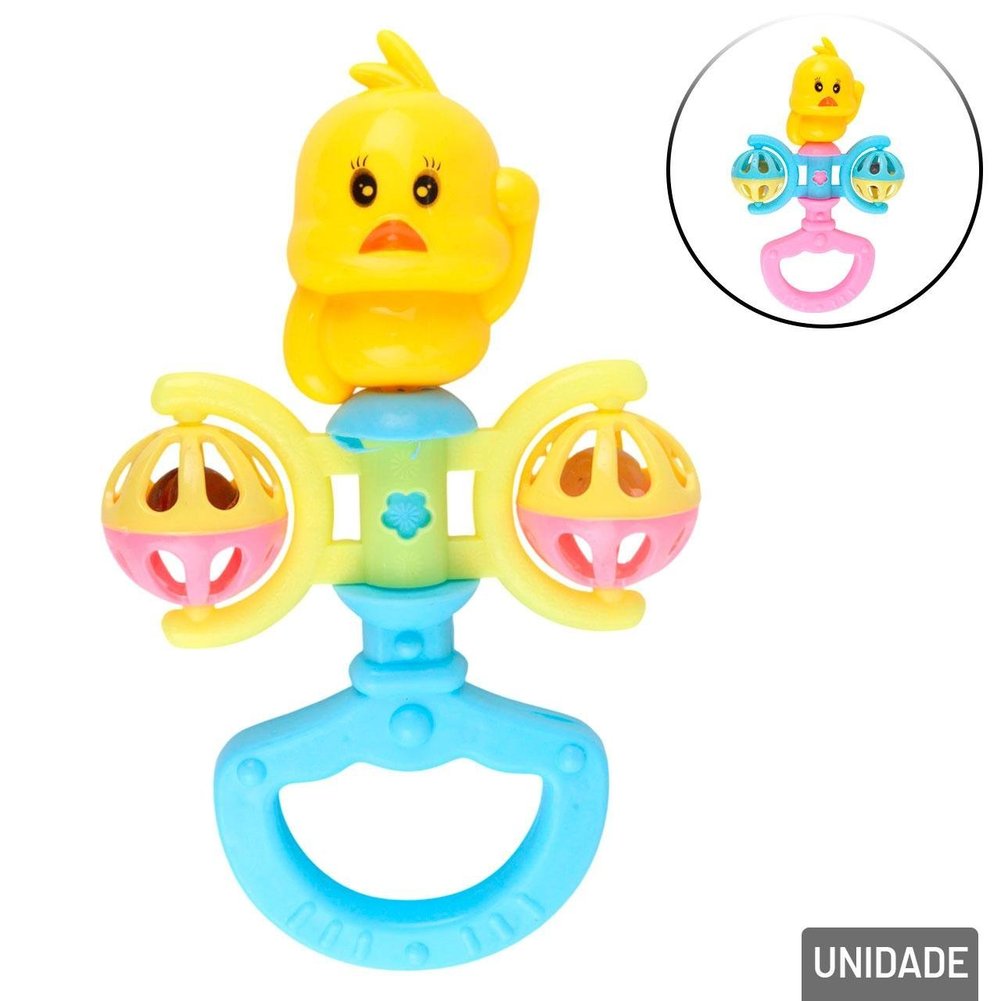 Chocalho Para Bebê 18cm Patinho Color