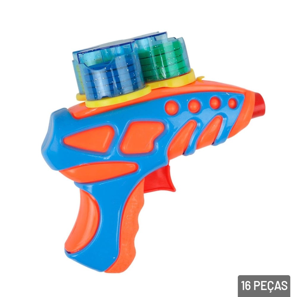 Pistola Lança Disco 11,5cm 16 Peças Color