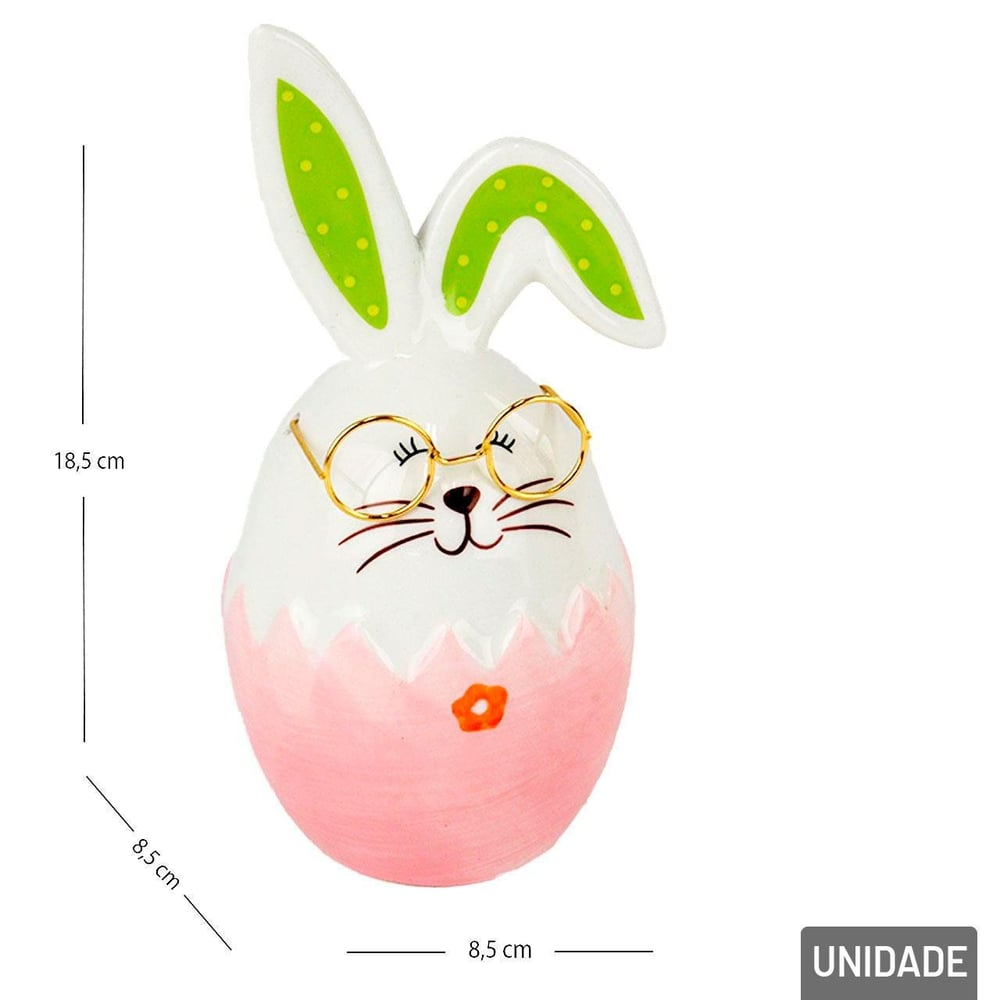Enfeite Decorativo de Páscoa Coelho Porcelana 15cm