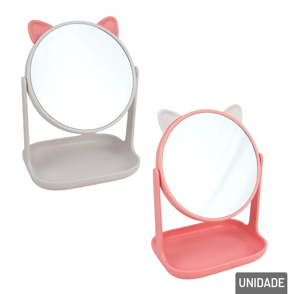 Espelho de Mesa 23x16cm com Base Porta Objetos