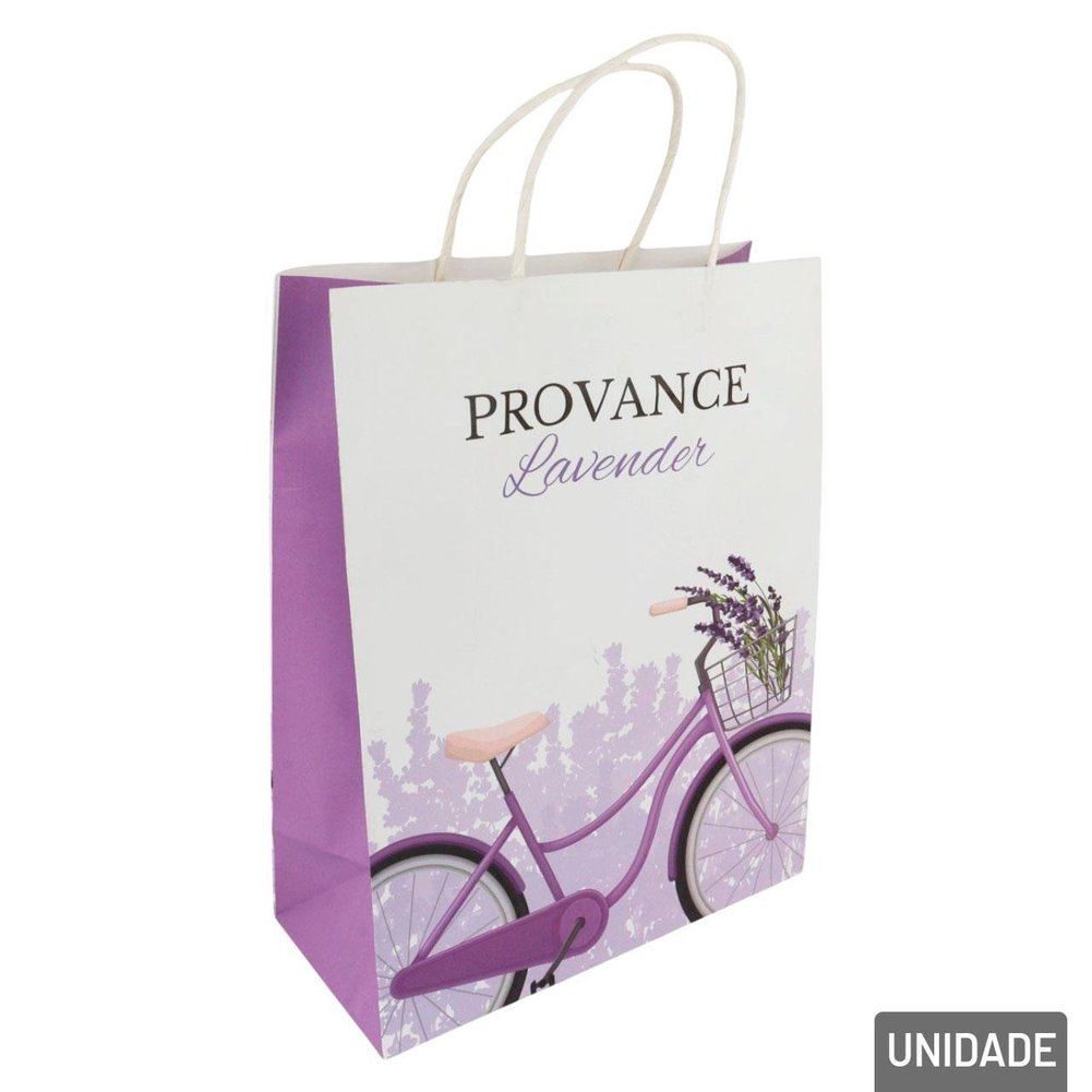Sacola de Papel 38x21,5cm Bicicleta e Lavandas