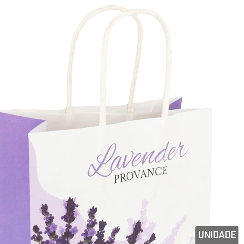 Sacola de Papel 30x16cm Flores Lavanda