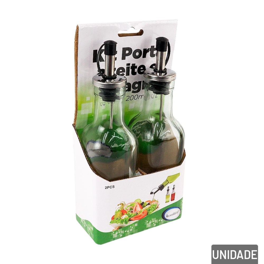 Galheteiro de Vidro 2 Pçs 200ml Bico com Tampa