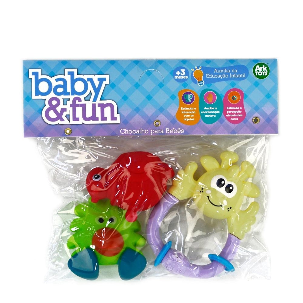 Chocalho Para Bebê 3 Peças Baby AND Fun