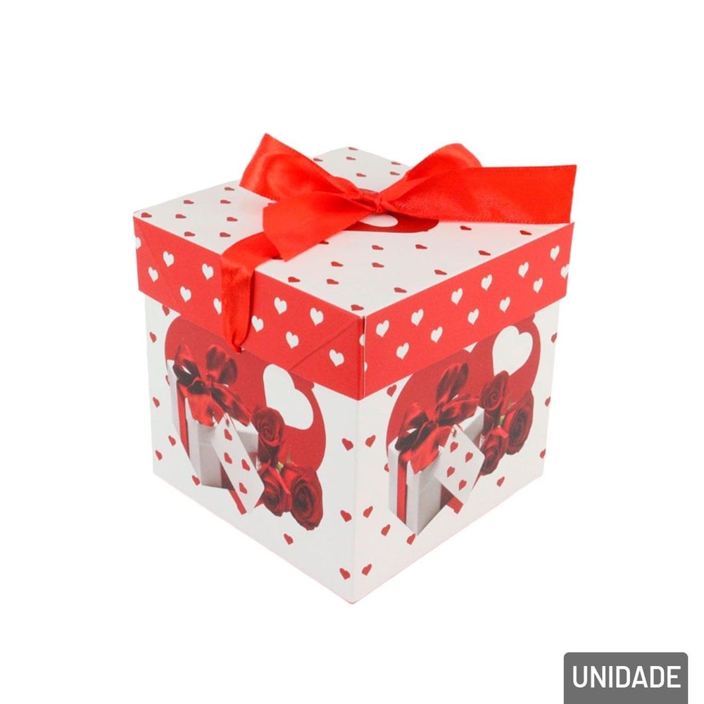 Caixa de Presente de Papel 11cm Cubo com Fita
