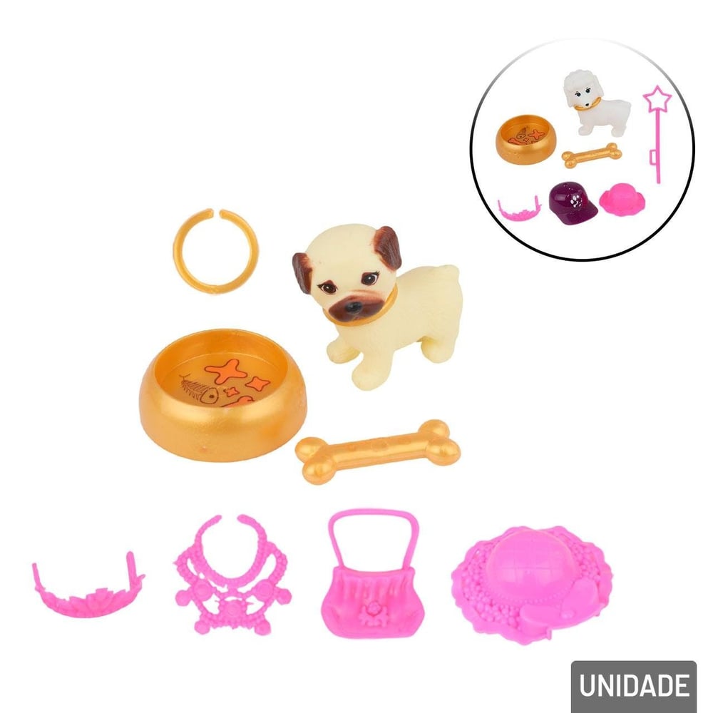 KIT Pets de Plástico com Acessórios Sortidos