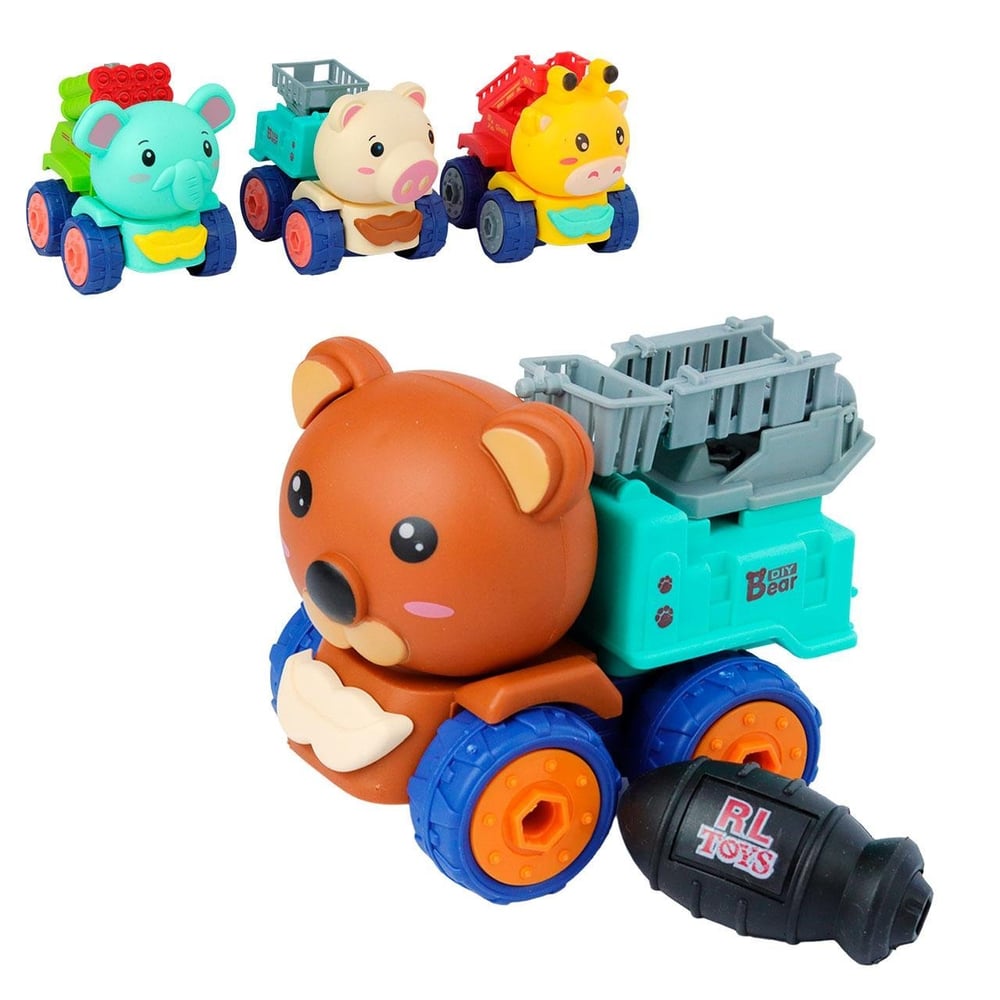 Carrinho Monta e Desmonta 11 Pçs Animais Sortidos