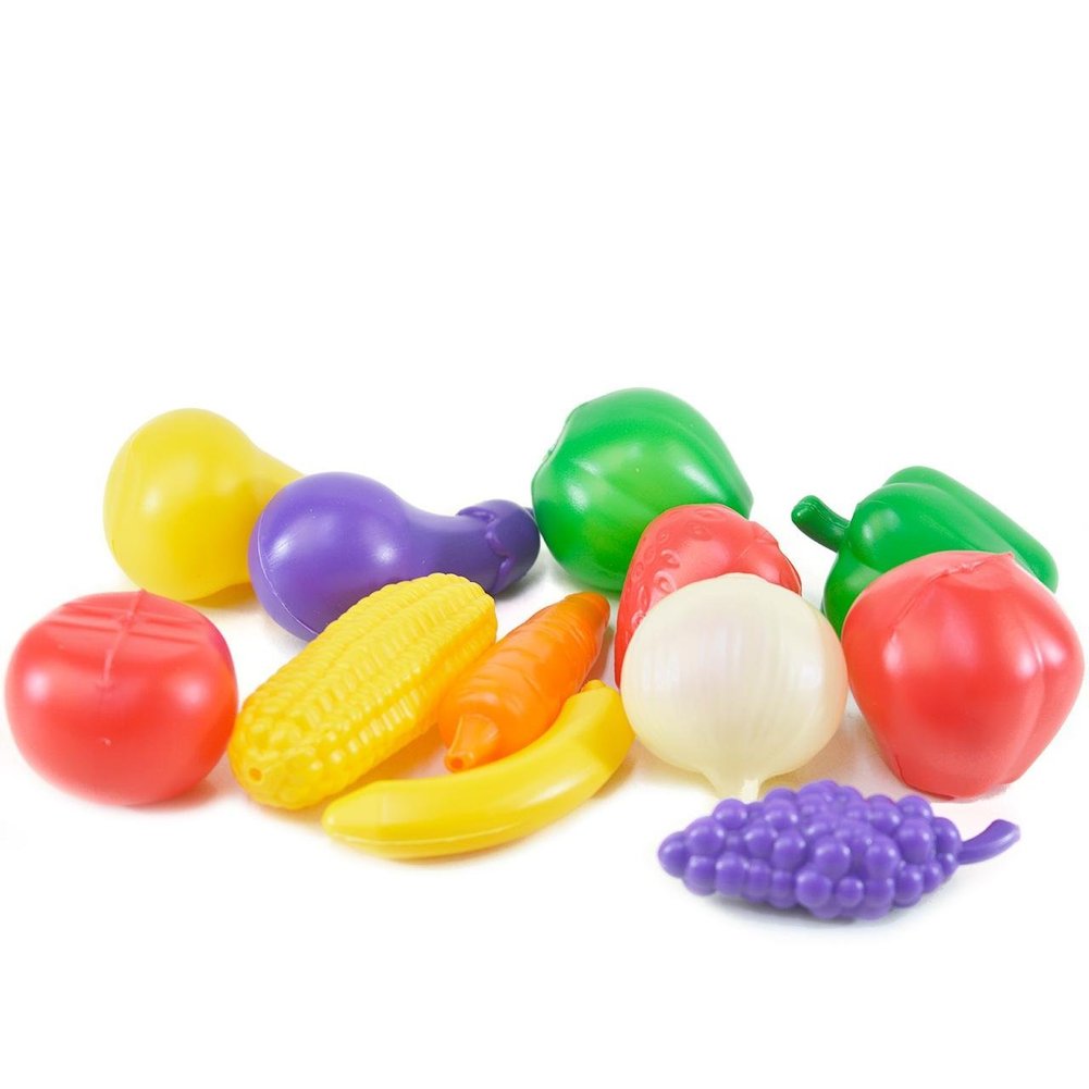 KIT Cozinha de Plástico 12 Peças Frutas Legumes