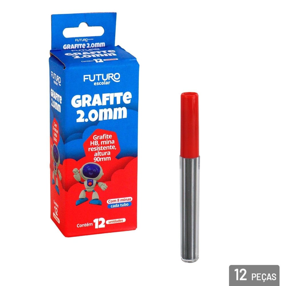 Grafite Para Lapiseira 2,0mm HB com 12 Tubos