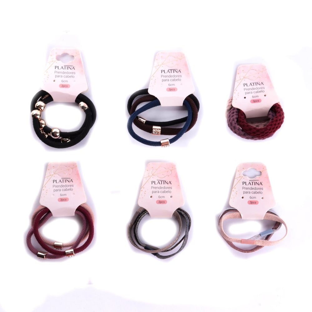 Elástico de Cabelo 3 Peças Nylon Modelos Sortidos