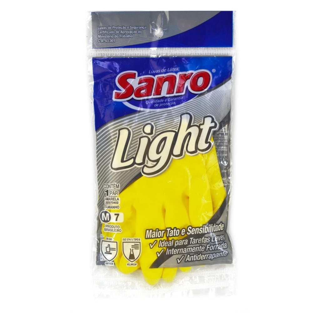 Luva de Látex PAR Tamanho M Multiuso Sanro Light