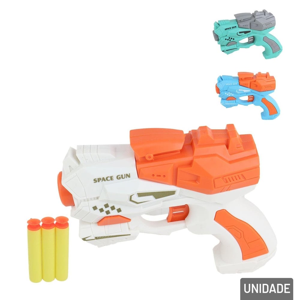 Pistola Lança Dardos 12,5cm 4 Pçs Space GUN Color