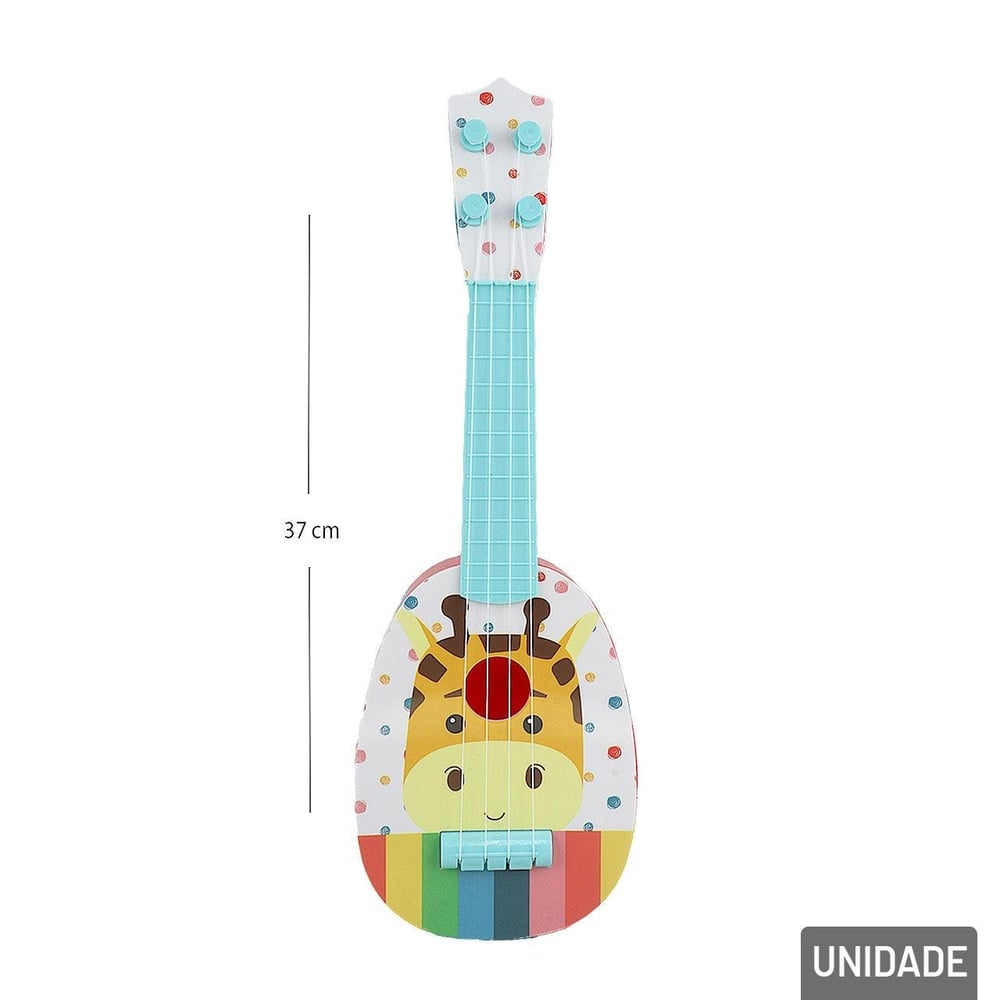 Mini Instrumento de Plástico Ukulele 37cm Animais