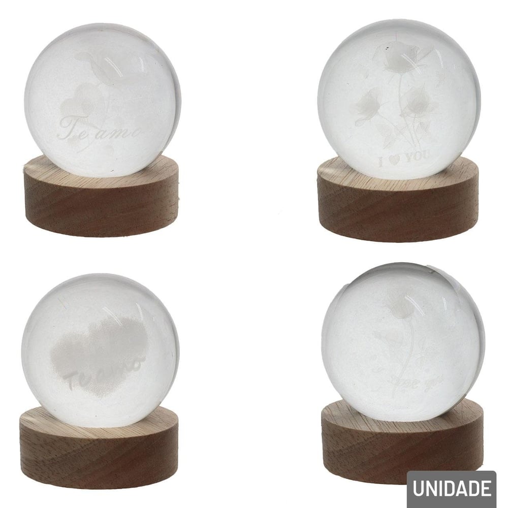 Luminária de Mesa 7,5x6cm Bola Cristal Sortidas
