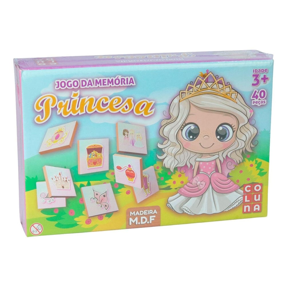 Jogo da Memória Princesas com 40 Peças EM Madeira
