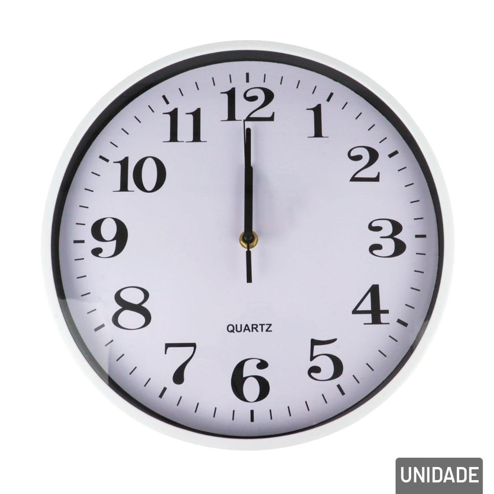 Relógio Analógico de Parede 29cm Redondo Branco