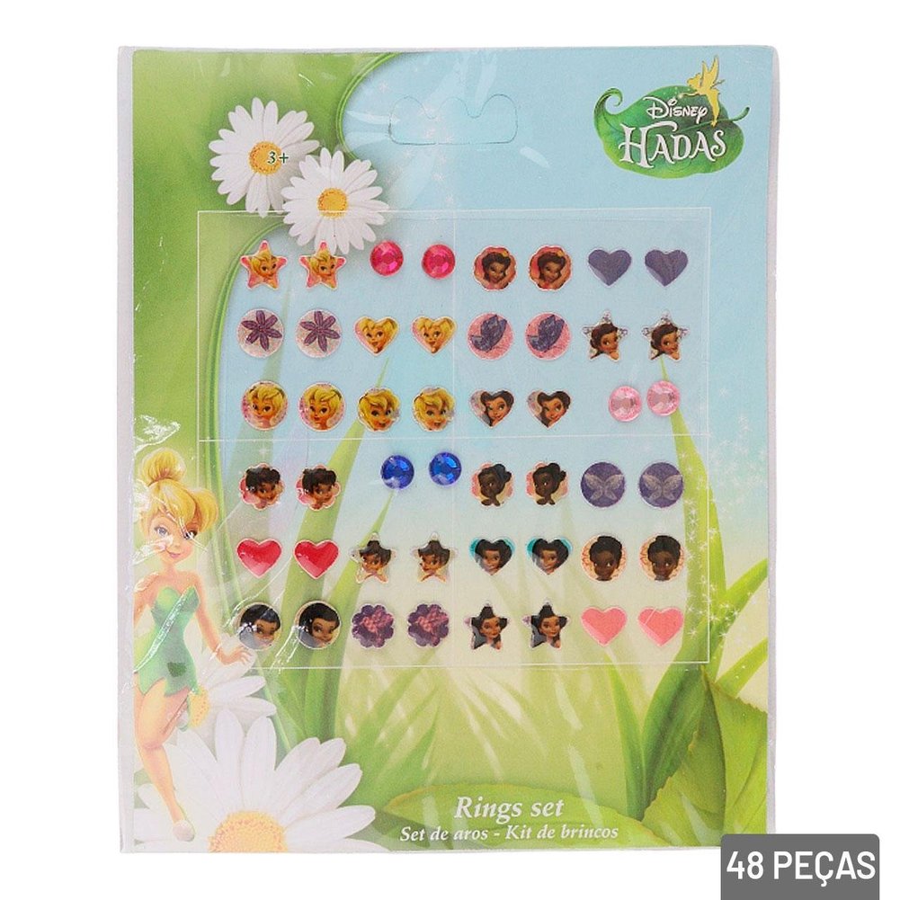 Brinco Adesivo Infantil 48 Pçs Fadas da Disney