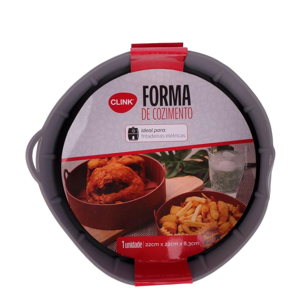 Forma Fritadeira de Silicone 22cm Redonda Cinza