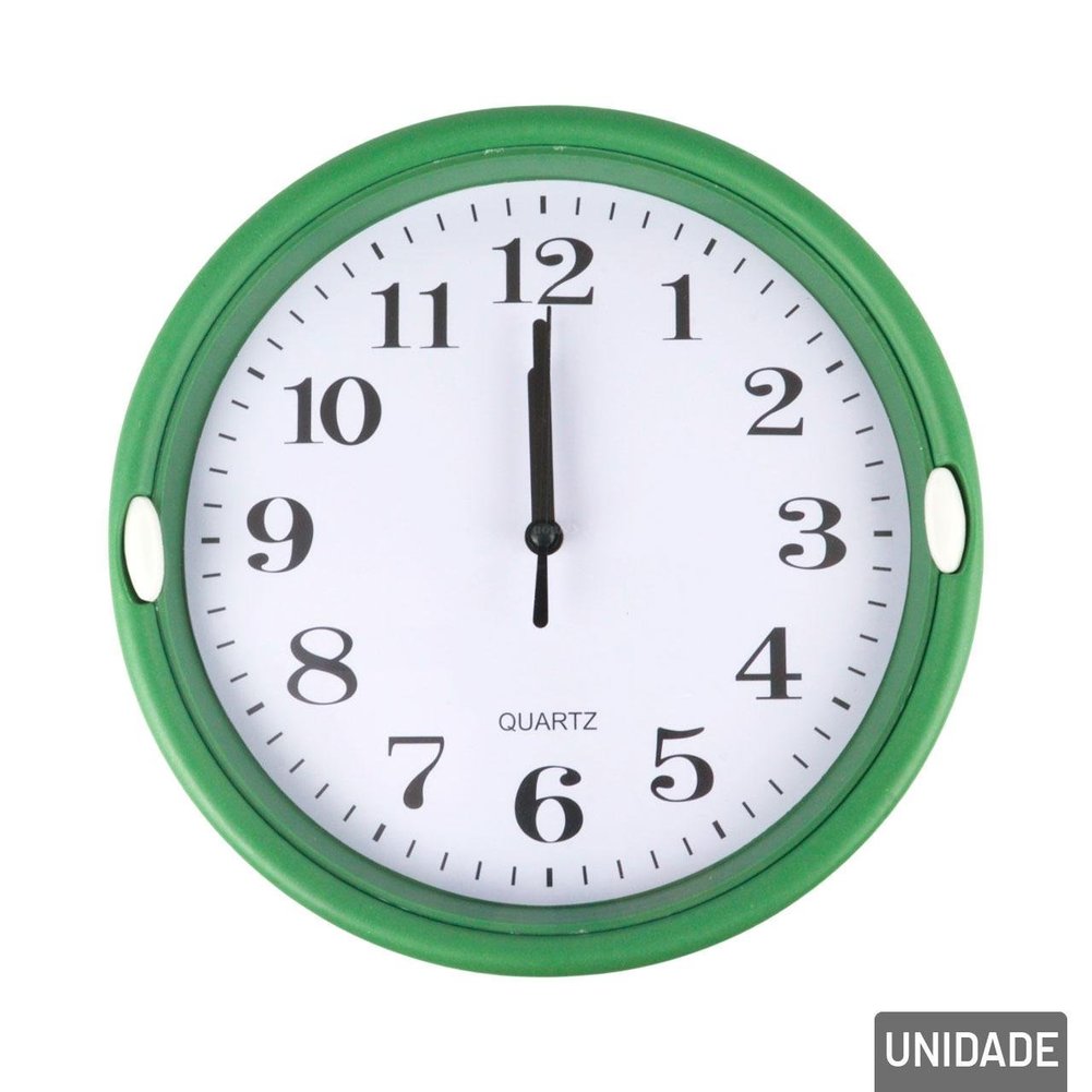Relógio Analógico de Parede 22,5cm Redondo Verde