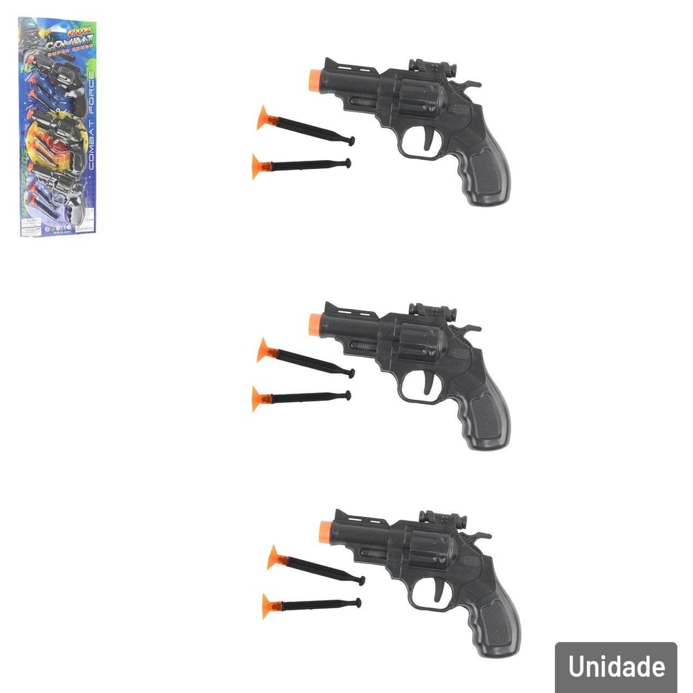 Pistola Lança Dardos 12cm 9 Peças Color