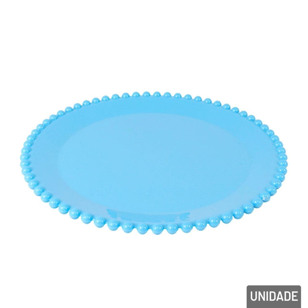 Prato Decorativo Plástico 21cm Redondo Azul