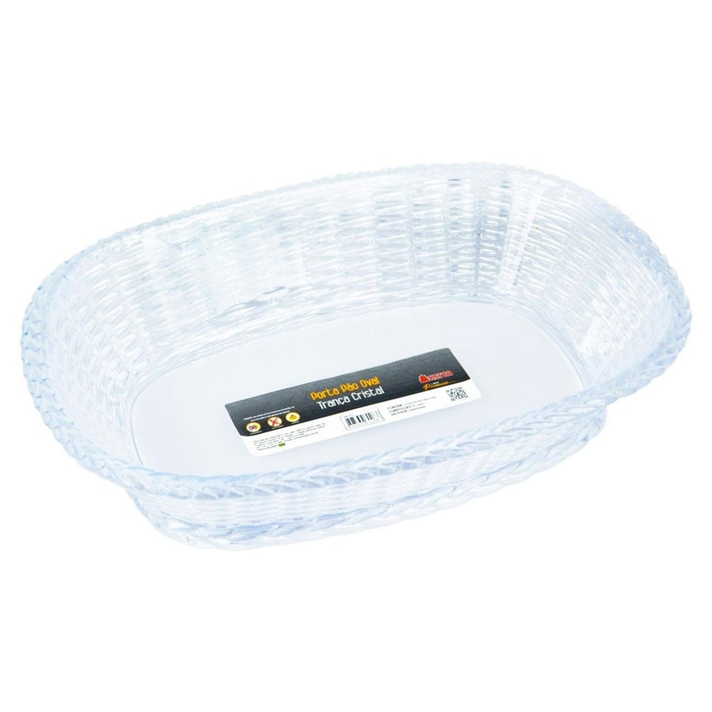 Cesto de Pão de Acrílico 20x30cm Trança Cristal