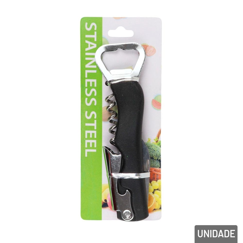 Saca Rolha de Metal 13,5cm Abridor Garrafa Vinho