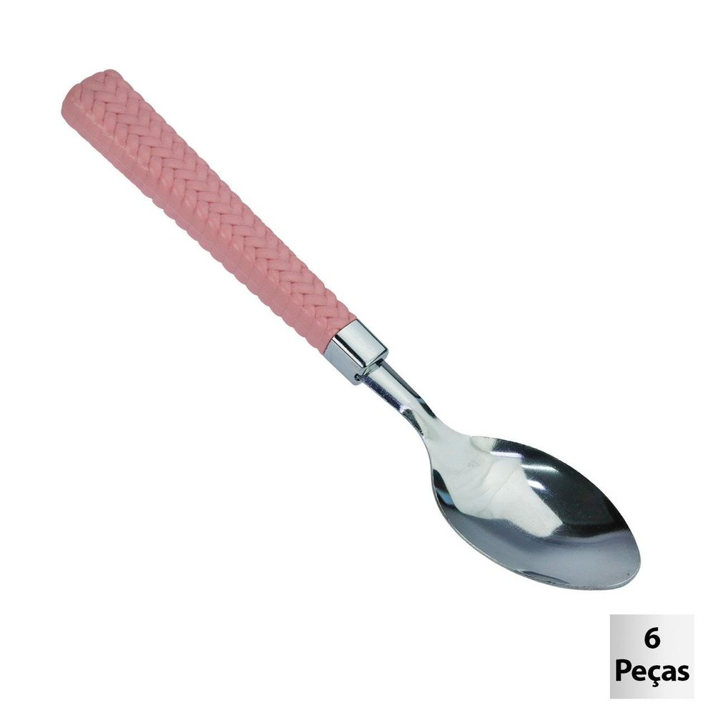 Colher de Mesa Inox 6 Peças Gramado Rosa