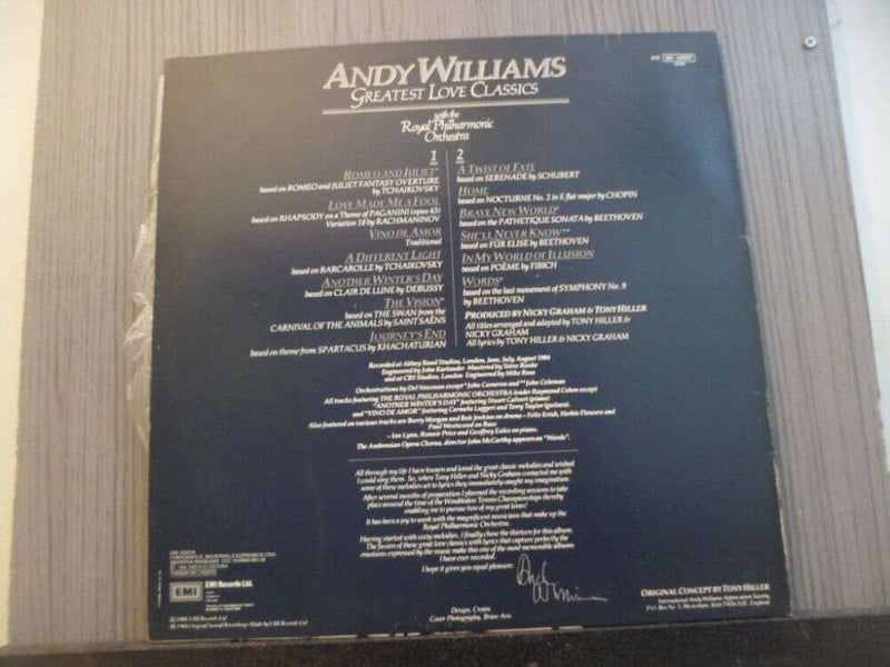 ANDY WILLIAMS - GREATEST LOVE CLASSICS (NACIONAL) 