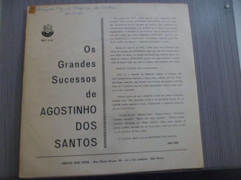 AGOSTINHO DOS SANTOS - OS GRANDES SUCESSOS (NACIONAL) 