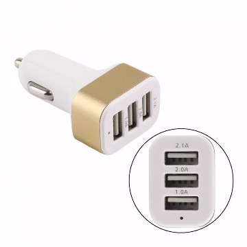 Carregador Veicular Usb 3 Entradas Dourado