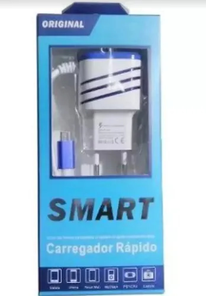Carregador Rápido Micro USB Smart 3.1A Azul