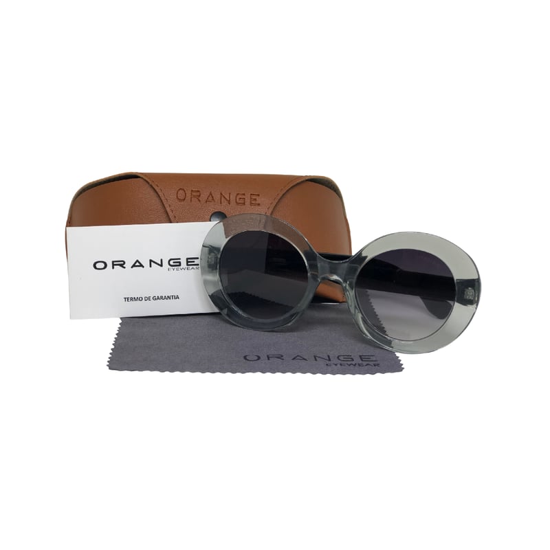 Óculos de Sol Orange Preto Retrô  com detalhe dourado 