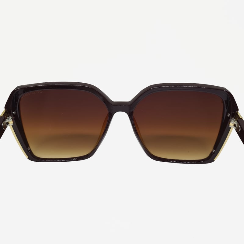 Óculos de Sol Orange Quadrado Marrom Detalhe Dourado TP795