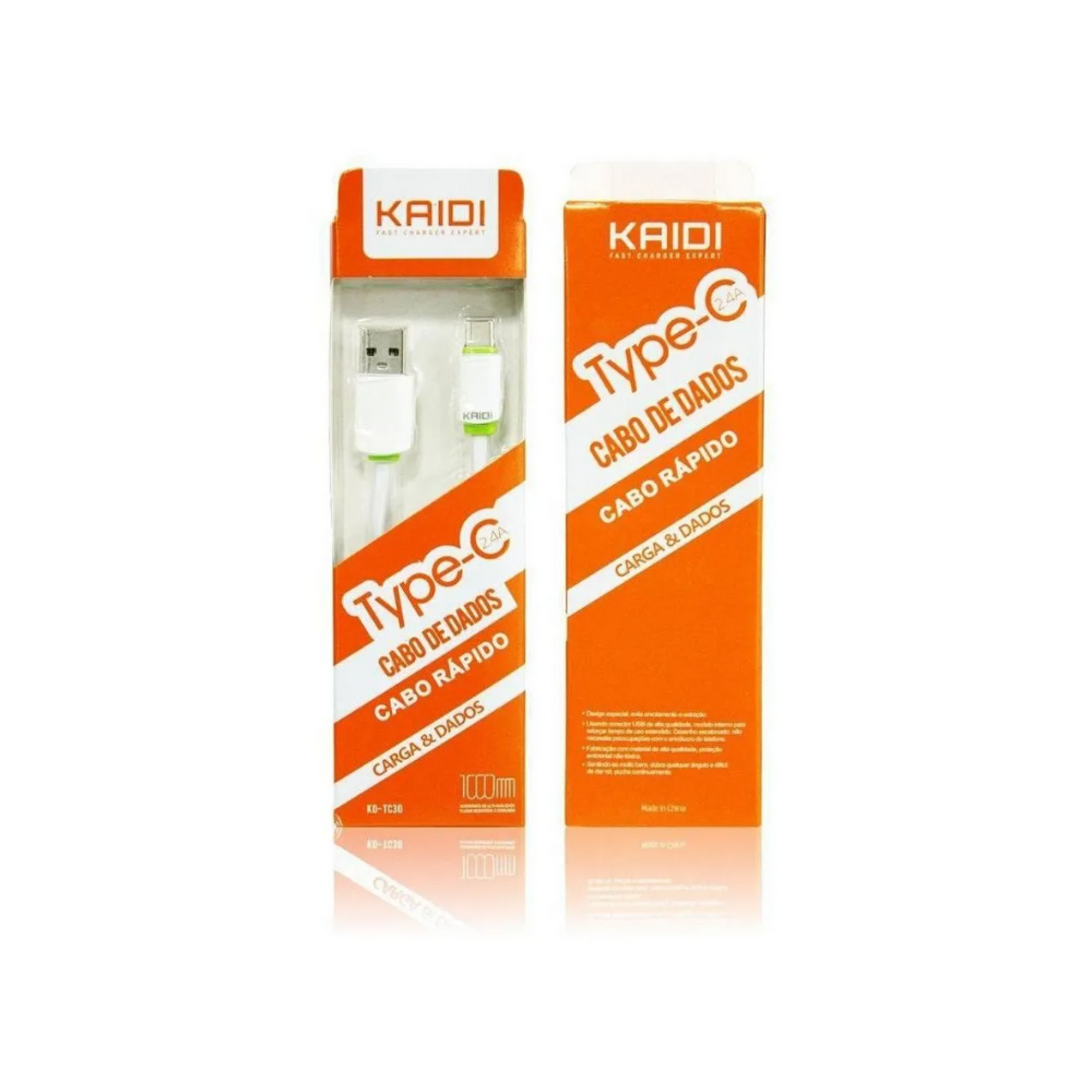 Cabo Carregamento Rápido Tipo C 1M Kaidi TC30