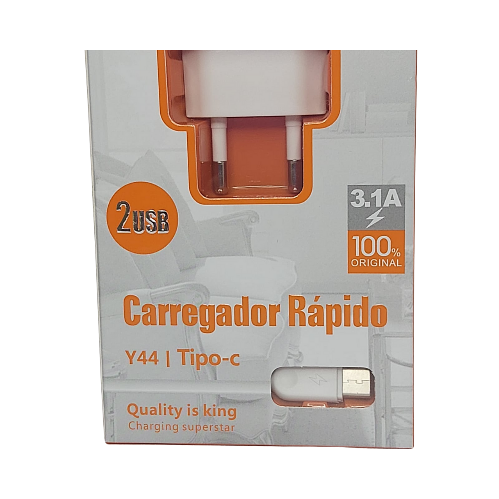 Carregador 2 USB com Cabo Tipo C 3.1A Hmaston Y44