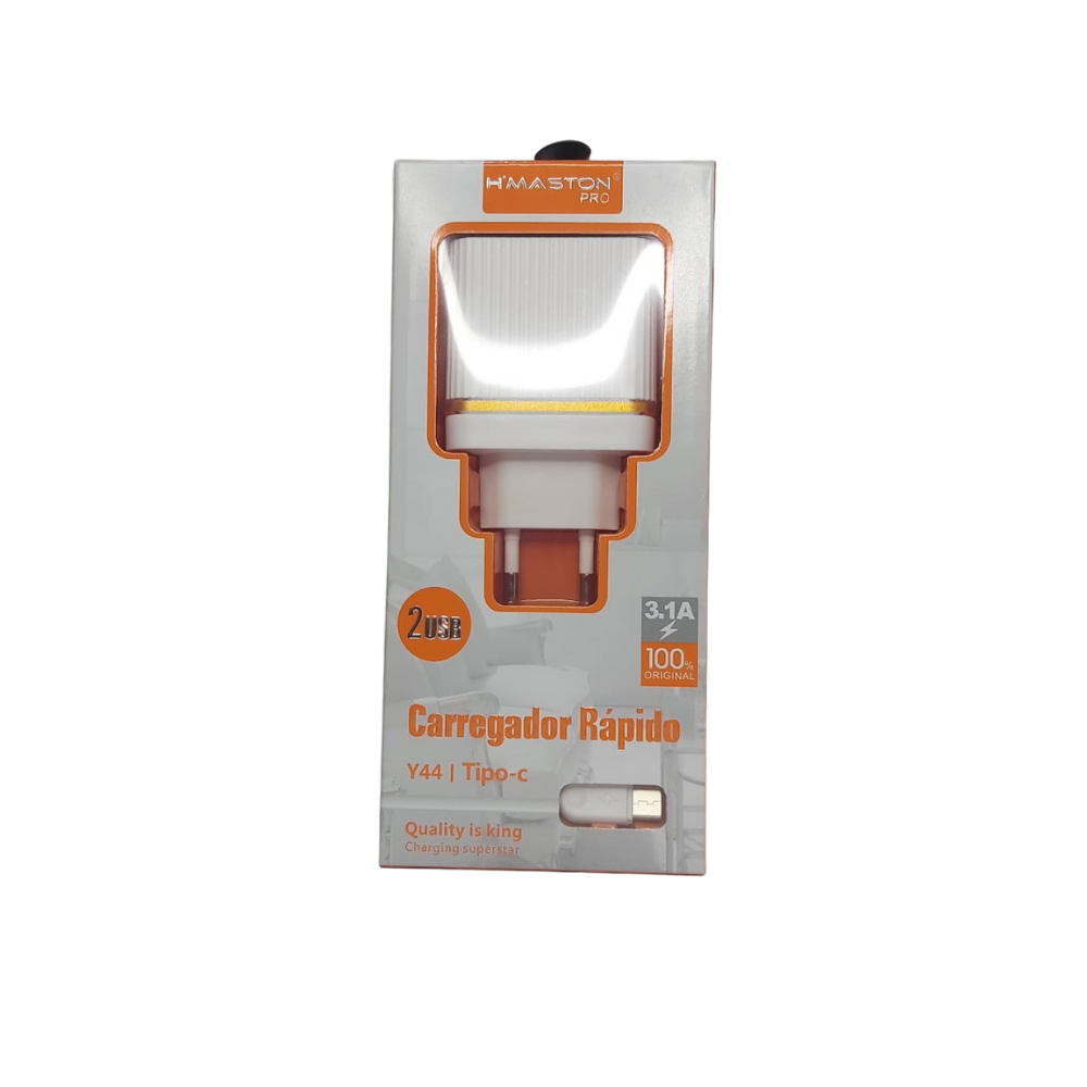 Carregador 2 USB com Cabo Tipo C 3.1A Hmaston Y44