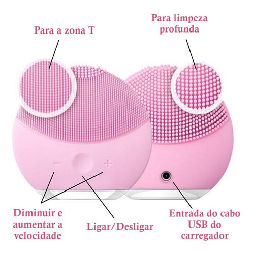 Esponja de Limpeza Facial Elétrica  Rosa