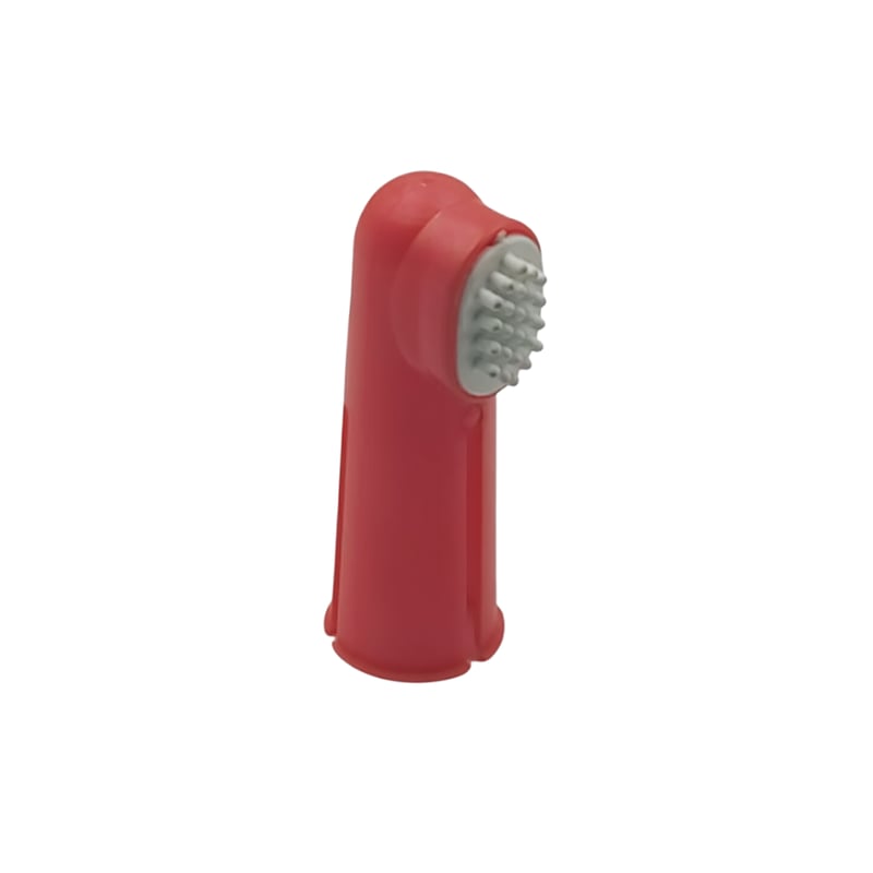 Escova Dental tipo Dedal com 2 Escovas para Pets - Vermelho